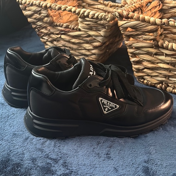 Prada Black Sneakers with Leather and Logo - Picture 1 of 4